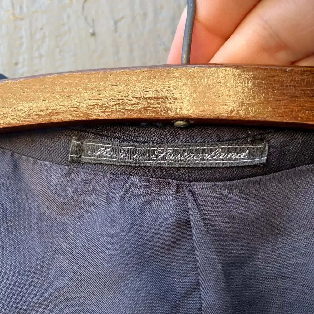 Ermenegildo Zegna 3 Button Off Black Wool Blazer